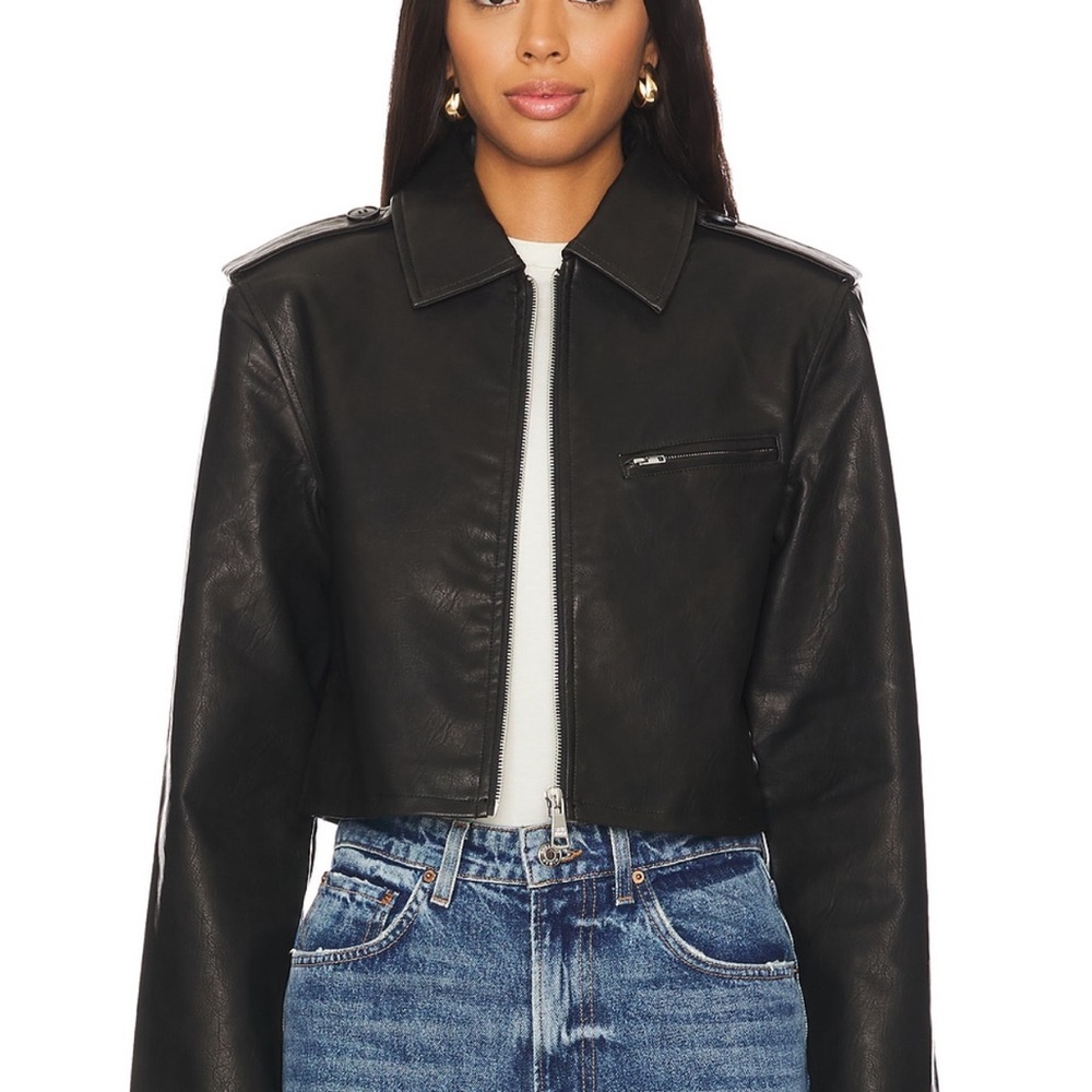 Steve Madden Black Cropped Leather Jacket